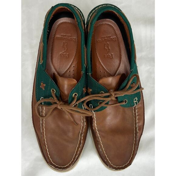 Men\'s Polo Ralph Lauren Canvas Leather Loafers Green‎ & Brown, Size 9D Boat Shoe Ralph Lauren Green Casual Shoes for Men for sale - eBay main image 2